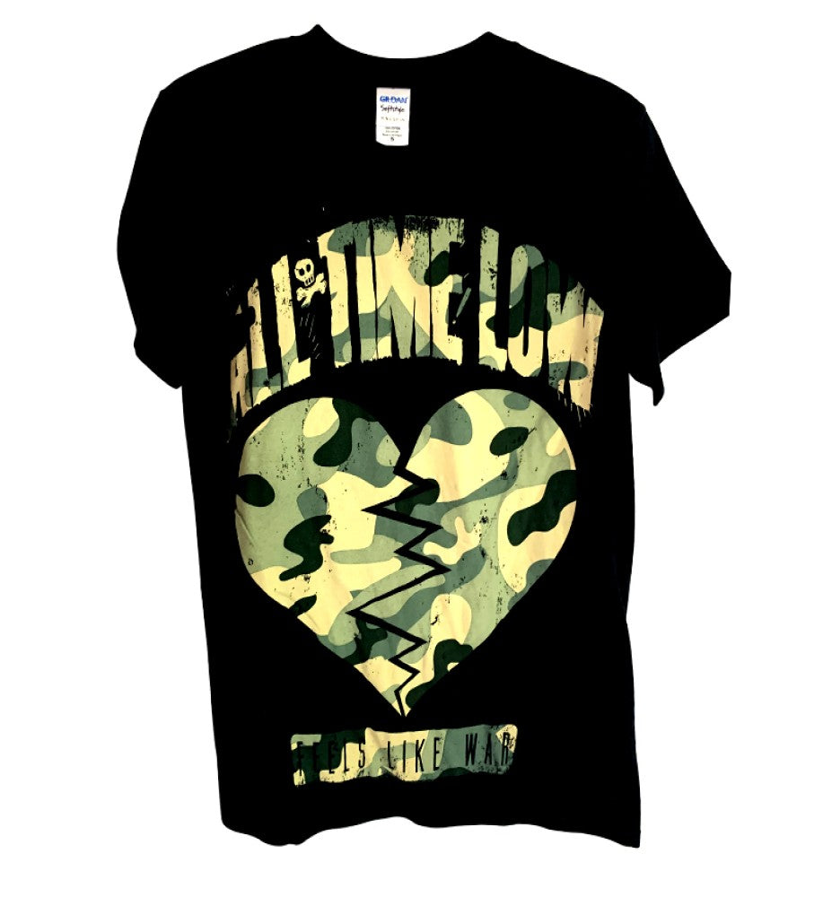All Time Low - Feels Like War Camo Heart T-Shirt - Black