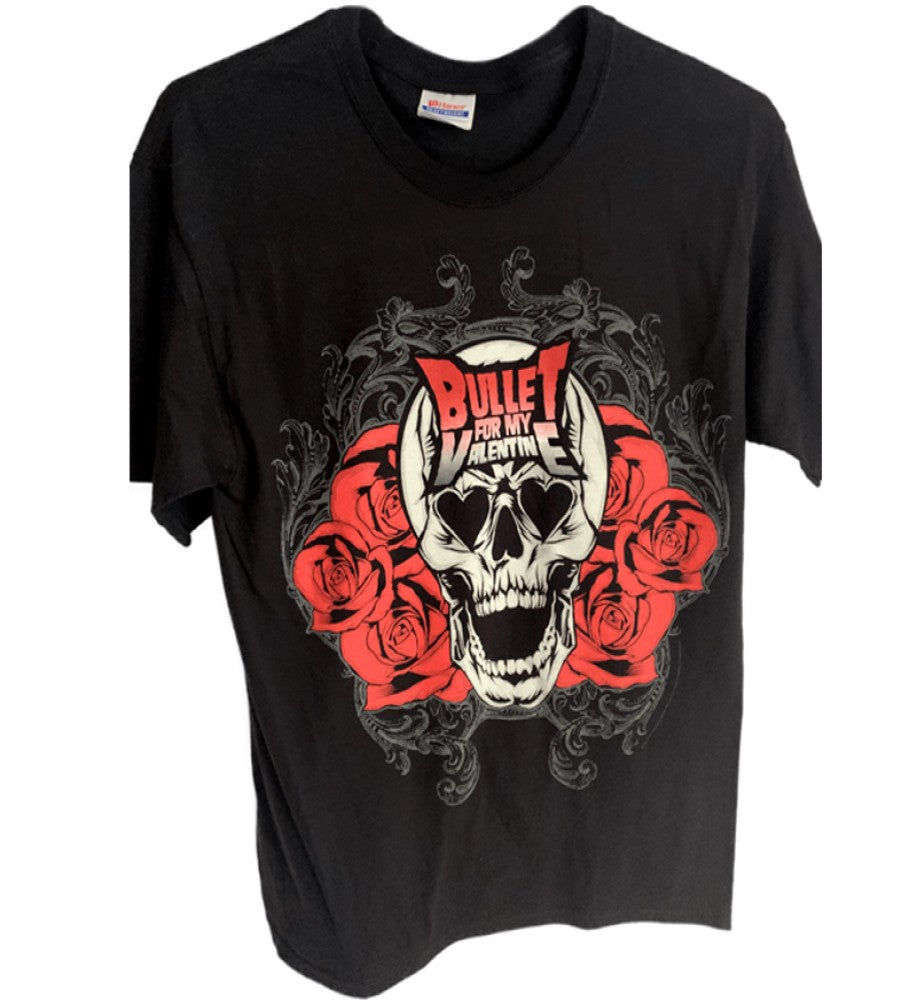 Bullet for My Valentine Skull and Rose Graphic Both Side Printed T-Shirt