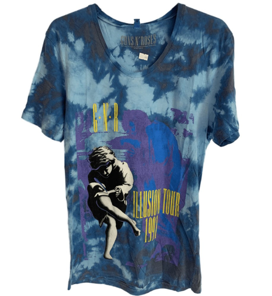 Guns N Roses - Use Your Illusion Tour 1991 Print Men's T-Shirt - Blue