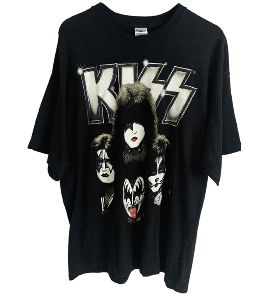 Kiss Band - Faces and Tour Both Side Printed Mens T-Shirt