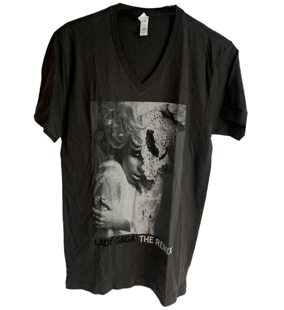 Lady Gaga - Charcoal Grey V-Neck Design T-Shirt