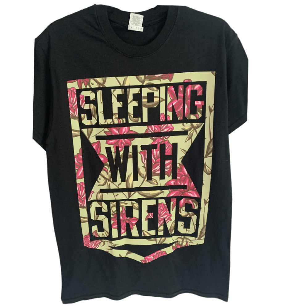 Sleeping With Sirens Floral Pattern Print T-Shirt - Black
