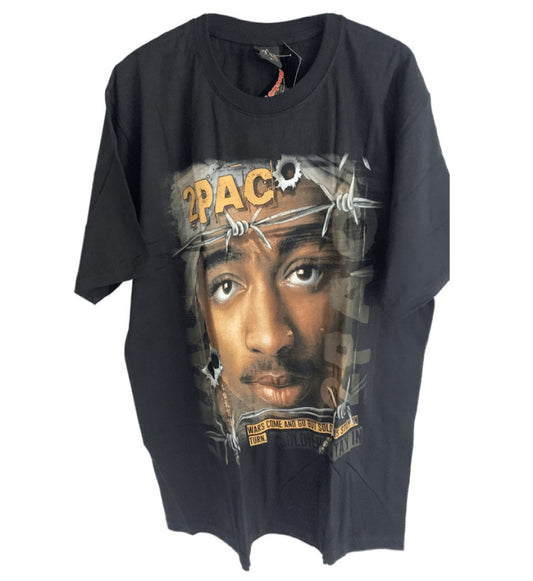 TUPAC War Comes & Go But Soldiers Stay In Turns Both Sides Print Men's T-Shirt  Black