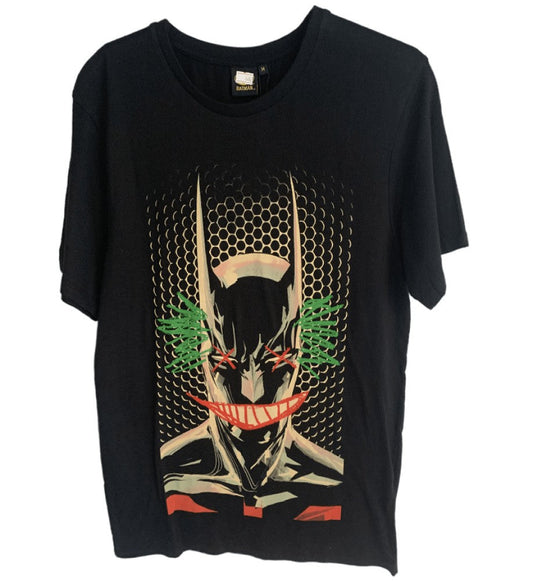Batman - Bad Joker Smile Print Men's T-Shirt - Black