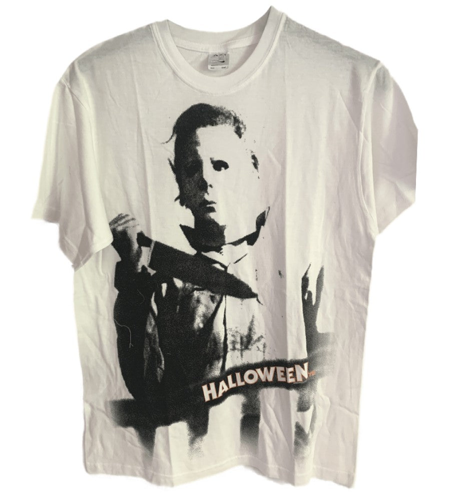 Halloween - Michael Myers With Knife Graphic Men's T-Shirt - White
