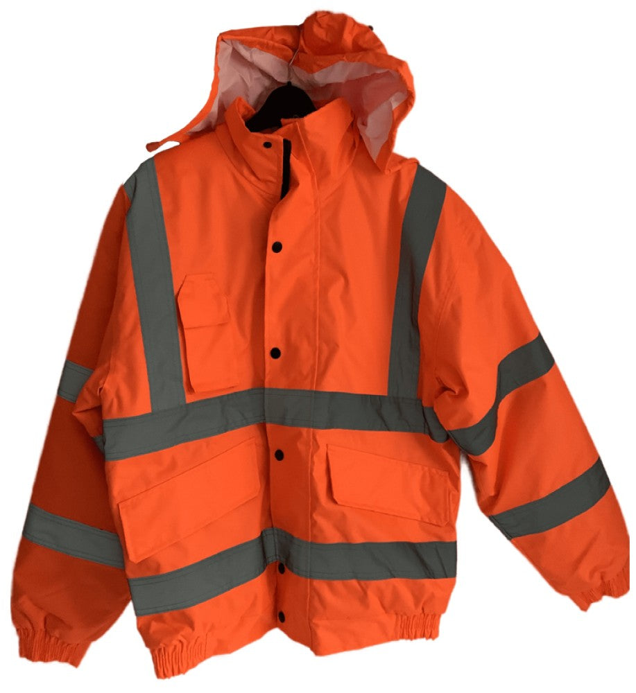Hi Vis Bomber Jacket With Reflected Tapes Orange