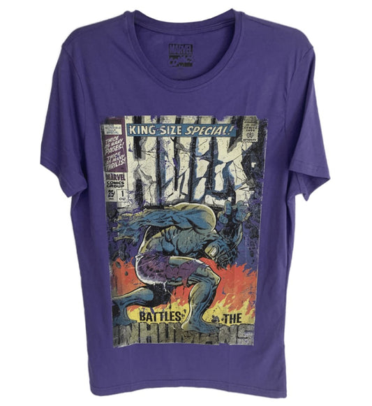Incredible Hulk - Battles The Inhumans Graphic Print Men's T-Shirt - Purple