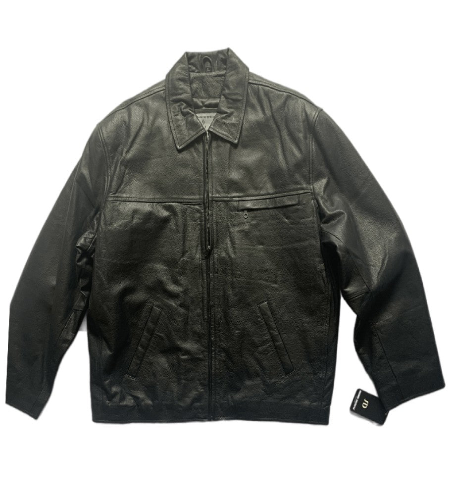 Bike Rider Or Safari Button Vintage Leather Jacket For Men's - Black