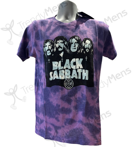 Black Sabbath - Band and Logo Tie-Dye Print T-Shirt Purple