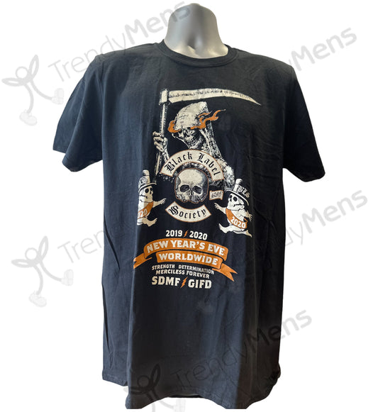 Black Label Society - Both Side Print New Year Eve 2020 Worldwide Men's Black T-Shirt
