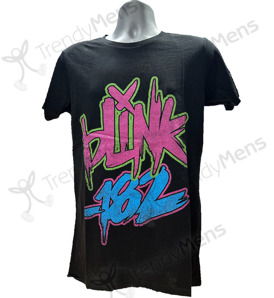 Blink-182 - Neon Logo Graphic Print T-Shirt - Black