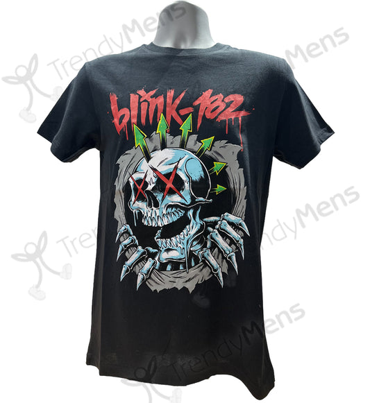 Blink-182 - Six Arrow Skull Graphic Print T-Shirt - Black