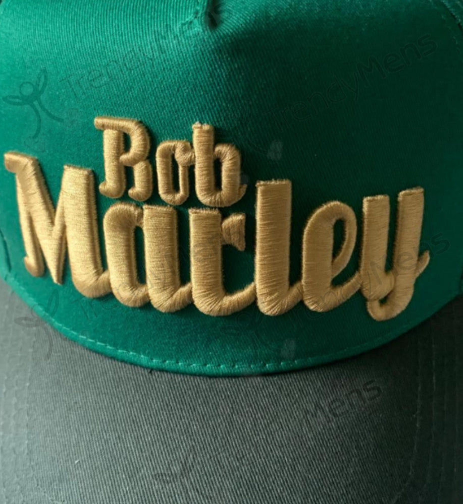Buy Bob Marley Text Logo Baseball Cap in Green Online