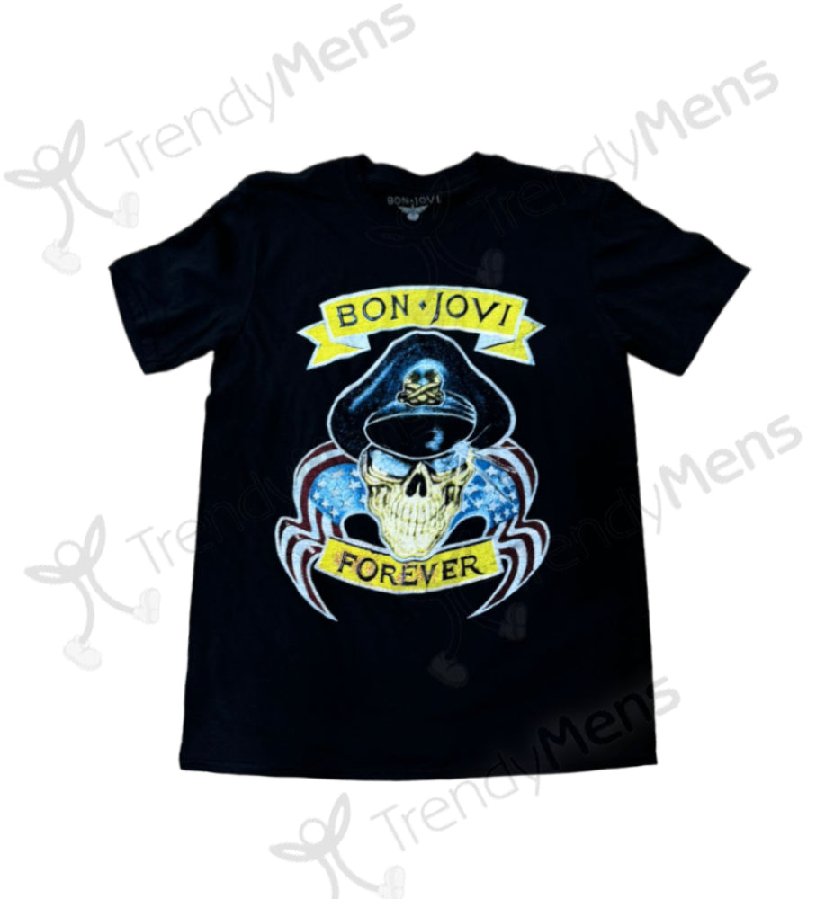 Bon Jovi Forever Print T-Shirt in Black