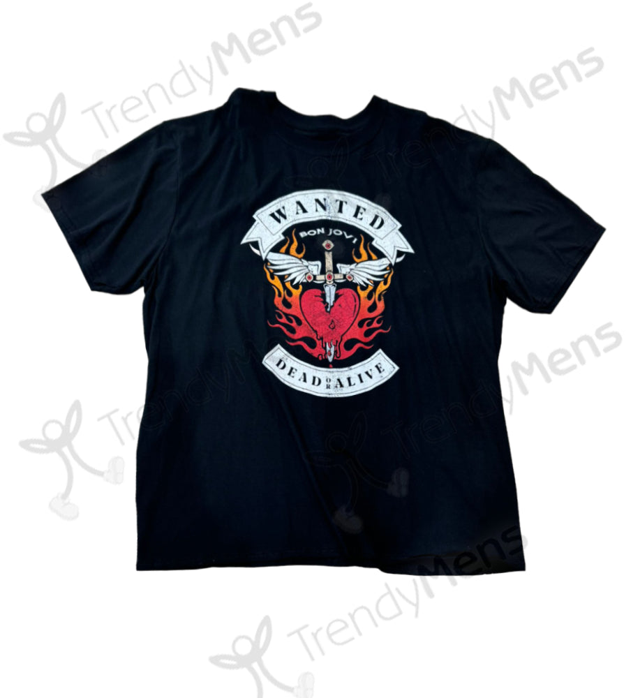 Bon Jovi Wanted Flames T-Shirt - Black