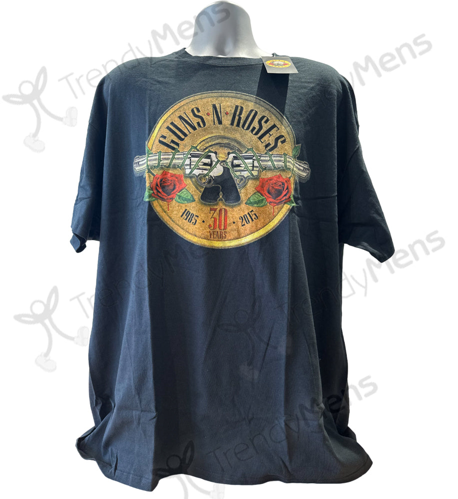 Guns N Roses Rock Band Anniversary 30 Years Print Men's T-Shirt Black