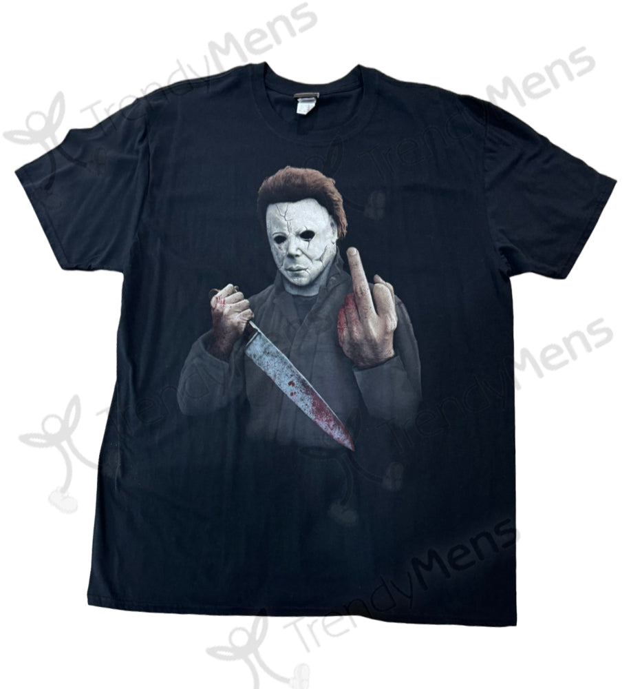 Halloween - Michael Myers With Knife Portrait Men's T-Shirt - Black