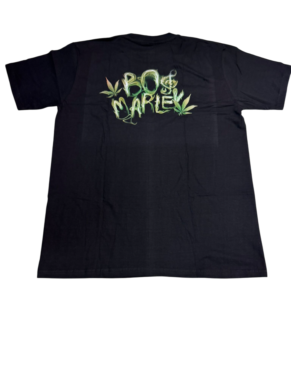 Bob Marley Illustration Design T-Shirt Back Print - Black