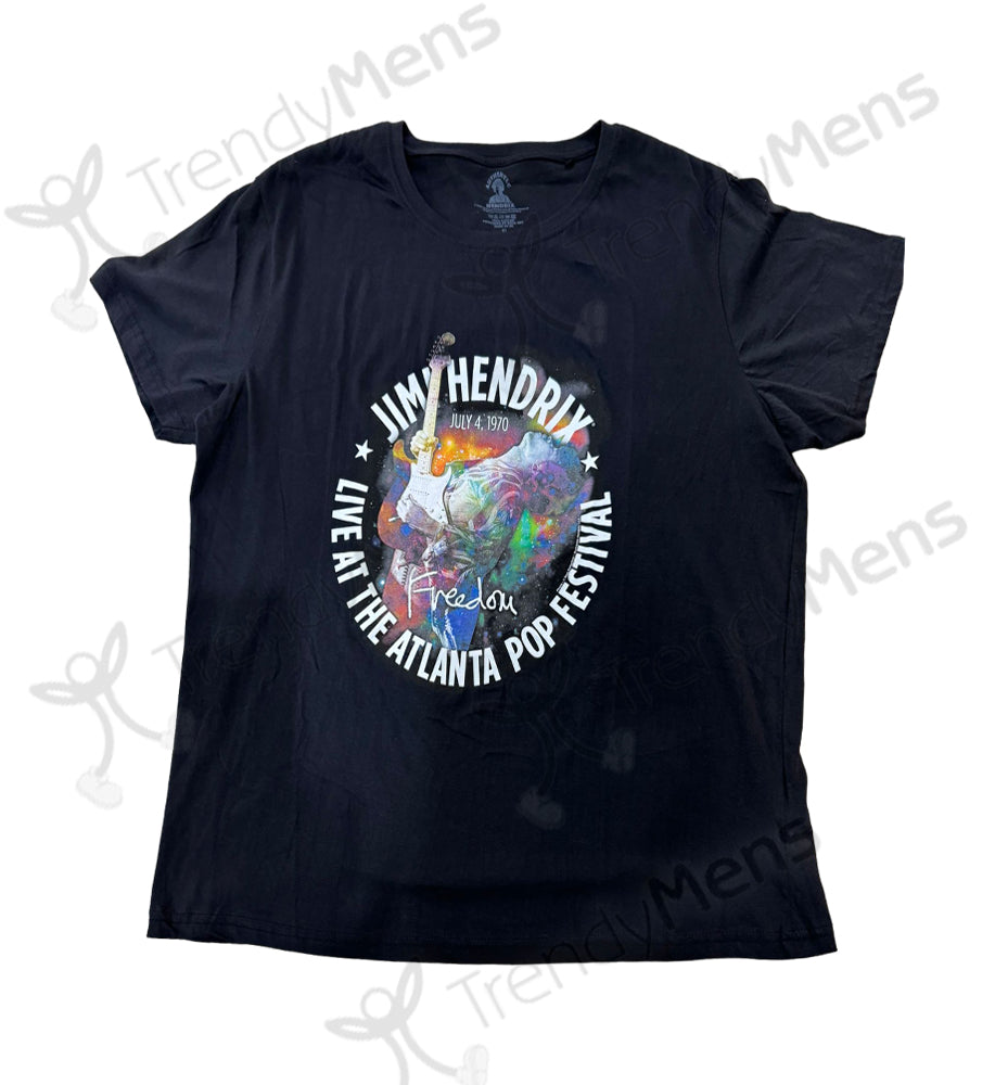 Jimi Hendrix Atlanta Pop Festival 1970 T-Shirt - Black