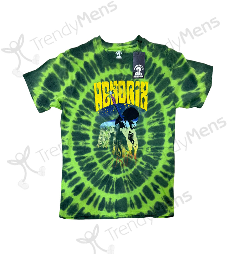 Jimi Hendrix - Hear The Vibe Classic Rock Tie-Dye T-Shirt - Green