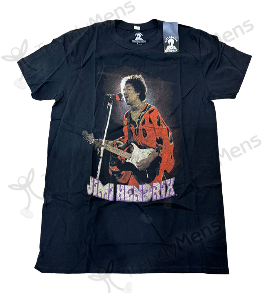 Jimi Hendrix Orange Kaftan Classic Rock T-Shirt in Black