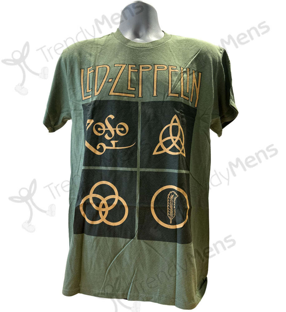 Led Zeppelin - Gold Symbols & Black Squares Print Men's T-Shirt