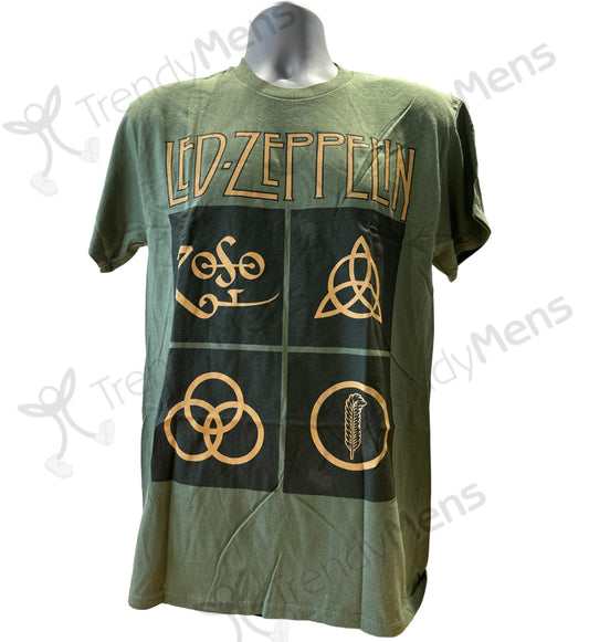 Led Zeppelin - Gold Symbols & Black Squares Print Men's T-Shirt