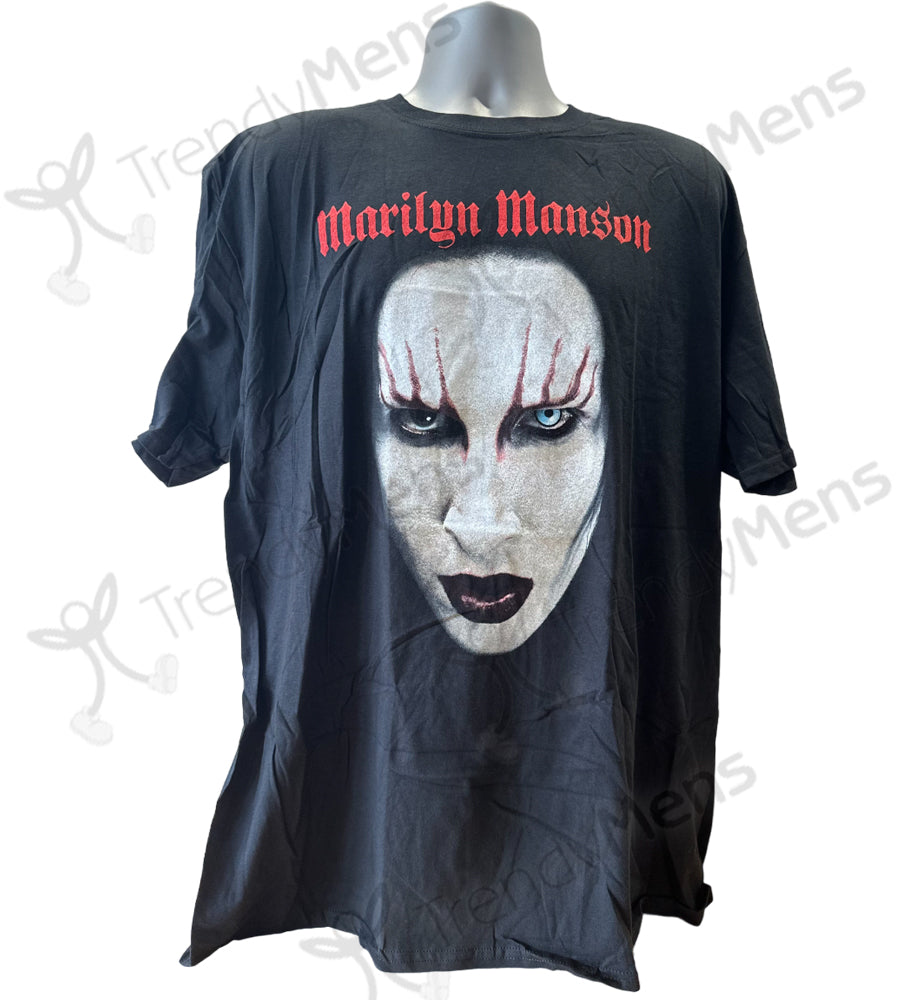 Marilyn Manson Band Men's Tee Rare Face - Black