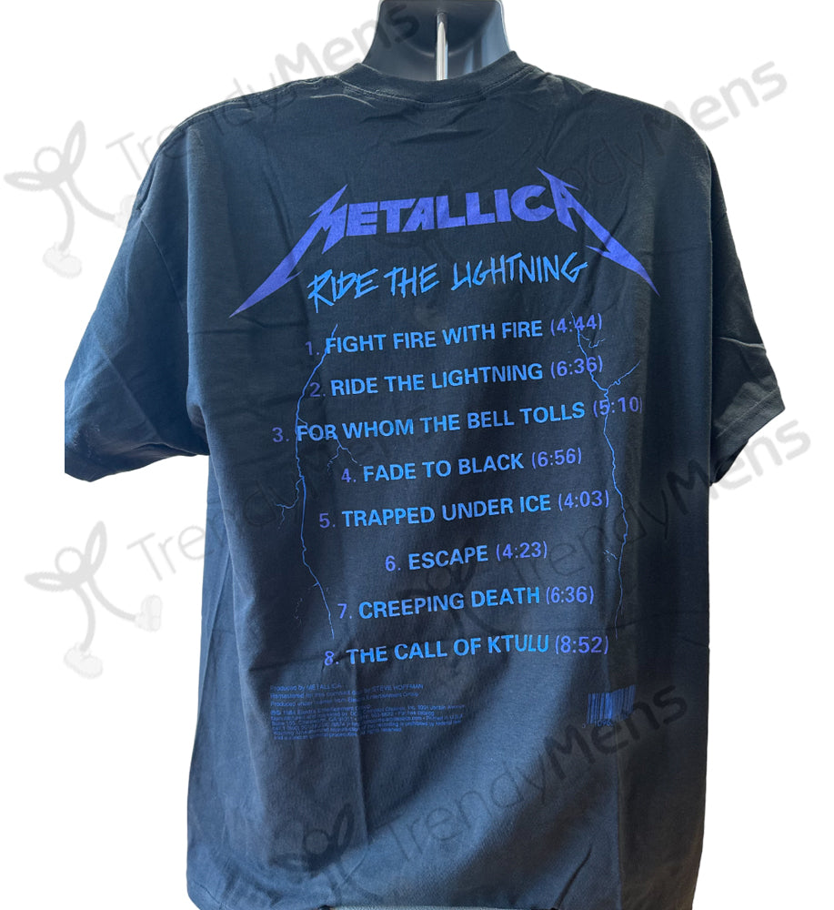 Metallica - Ride The Lightning Tracks Men's T-Shirt Back
