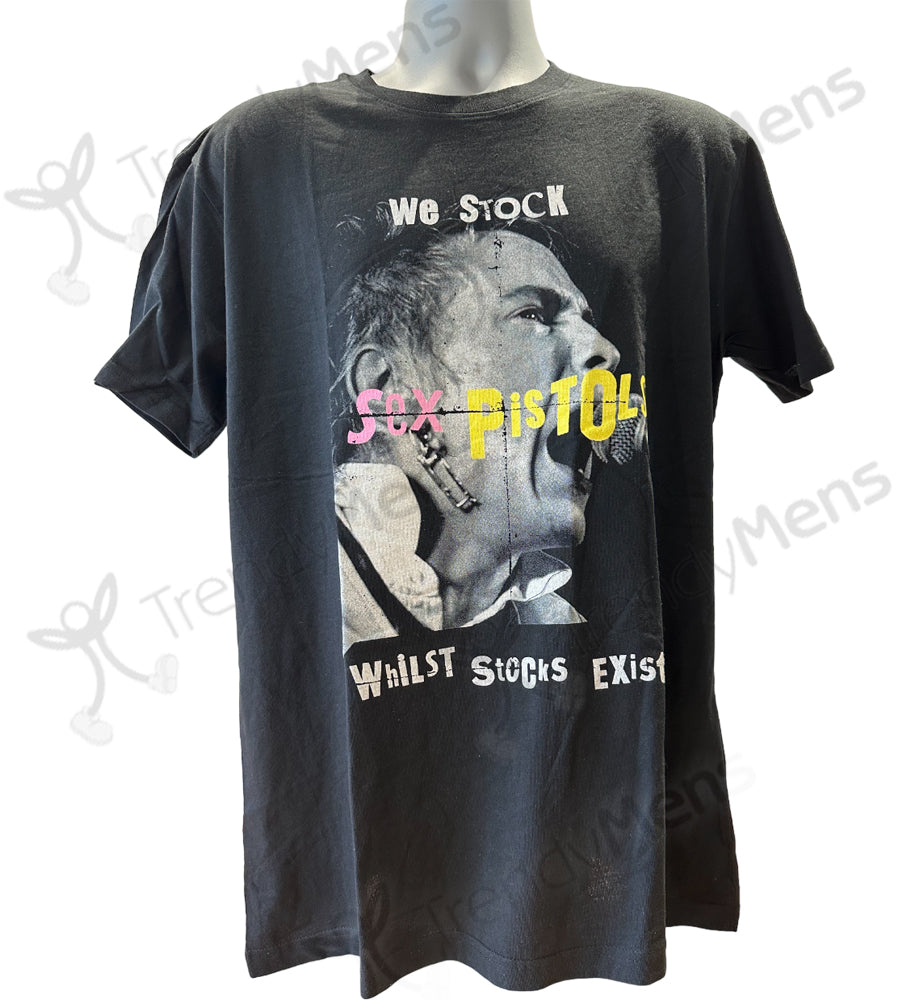 We Stock - Sex Pistols - Whilst Stock Exist Graphic Print Men's T- Shirt - Black