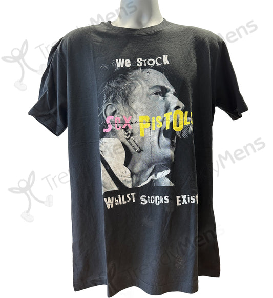 We Stock - Sex Pistols - Whilst Stock Exist Graphic Print Men's T- Shirt - Black