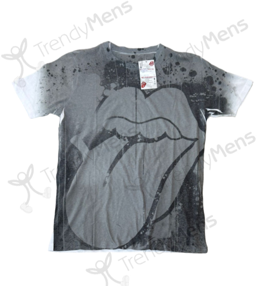 The Rolling Stones Mono Tongue T-Shirt in Charcoal Grey