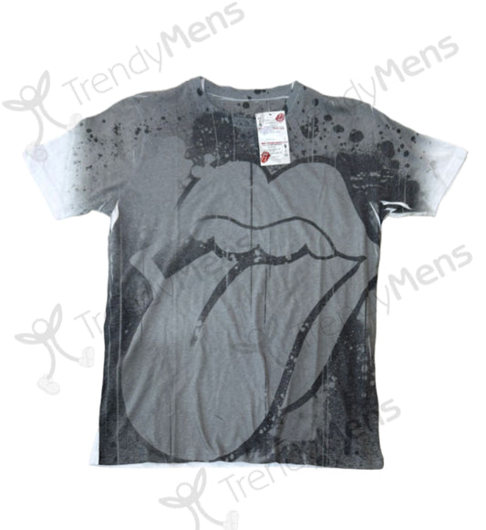 The Rolling Stones Mono Tongue T-Shirt in Charcoal Grey
