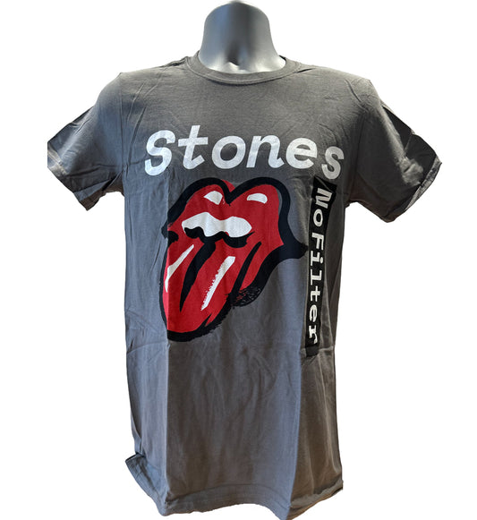 The Rolling Stones No Filter Text Men's T-Shirt Charcoal Grey