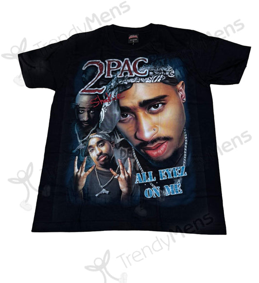 TUPAC - All Eyez On Me Vintage  Both Sides Print T-Shirt - Black