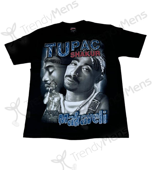 TUPAC - Makaveli Both Sides Print T-Shirt - Black