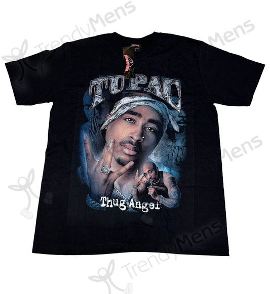 TUPAC Thug Angel T-Shirt Black