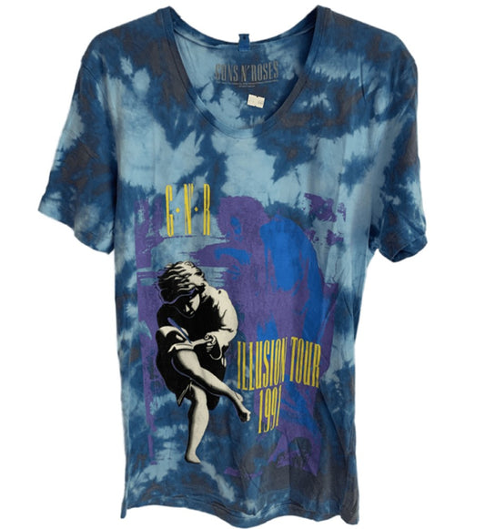 Guns N Roses - Use Your Illusion Tour 1991 Print Men's T-Shirt - Blue