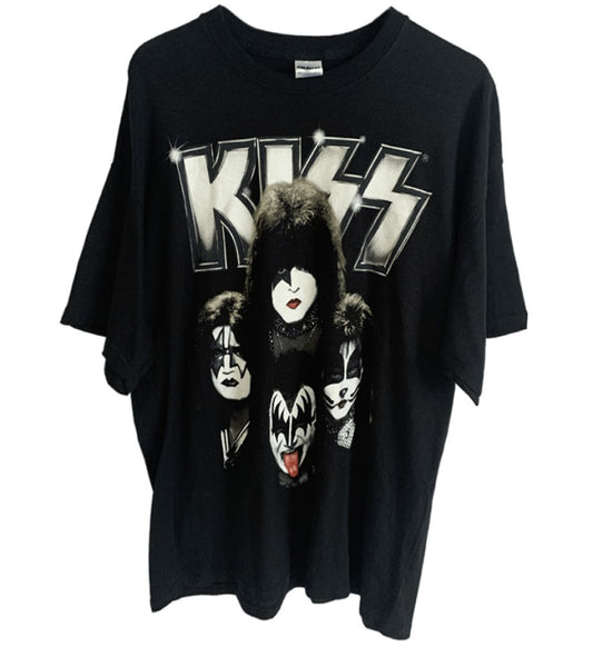 Kiss Band - Faces and Tour Both Side Printed Mens T-Shirt