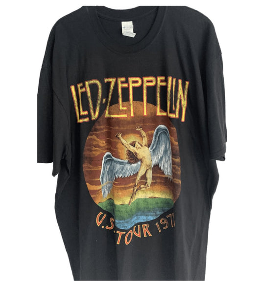 Led Zeppelin - USA Tour 1975 Graphic Print Men's T-Shirt -Black