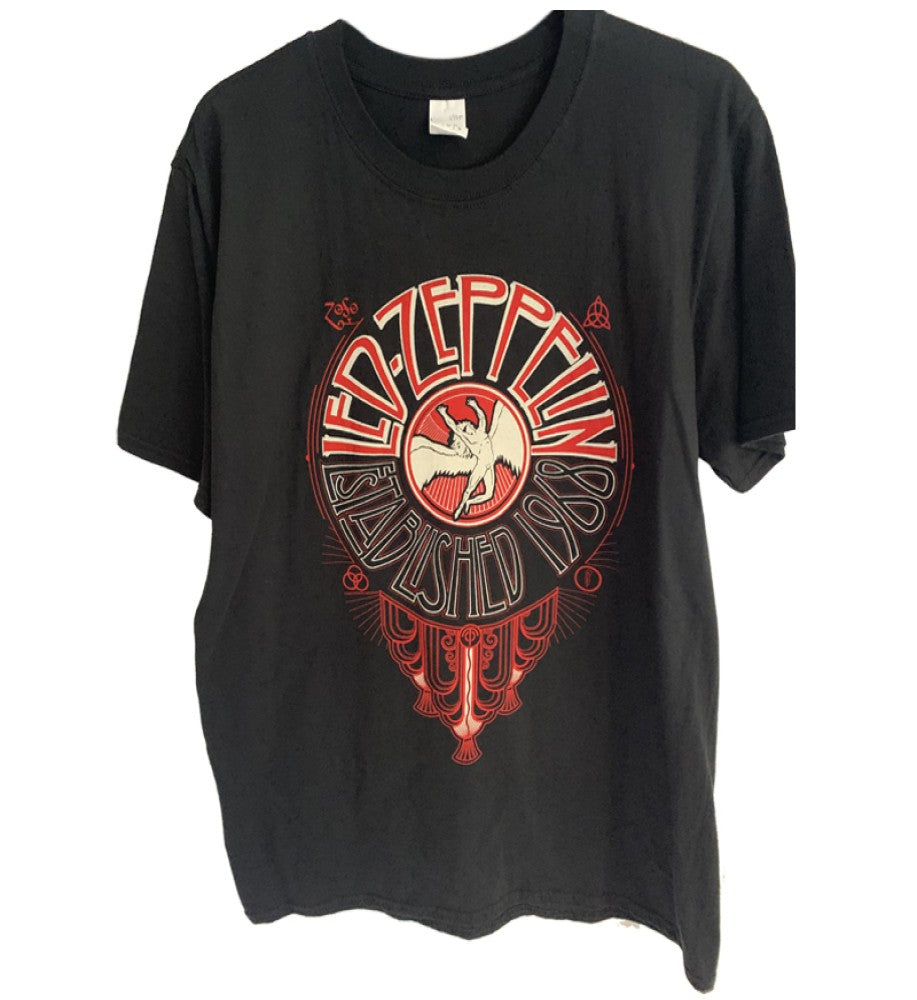 Led Zeppelin - Deco Circle Established 1968 Logo Design Men's T-Shirt - Black