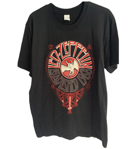 Led Zeppelin - Deco Circle Established 1968 Logo Design Men's T-Shirt - Black