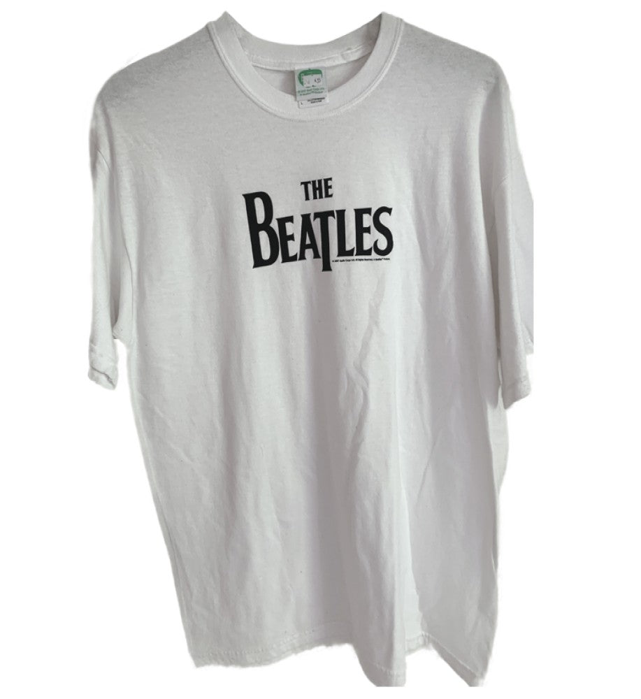 The Beatles  Band Drop Logo Men's T-Shirt White