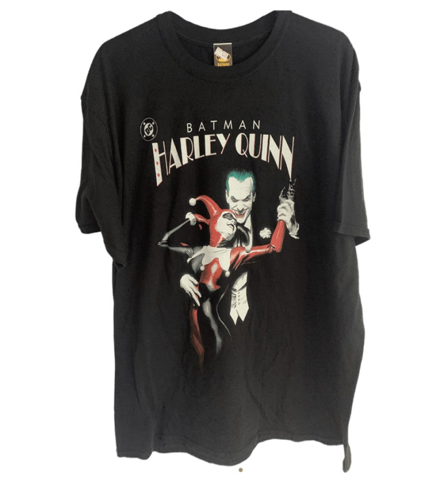 Harley Quinn - Joker & Queen Logo Print T-Shirt - Black