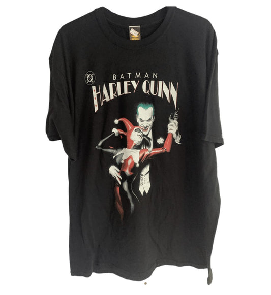 Harley Quinn - Joker & Queen Logo Print T-Shirt - Black
