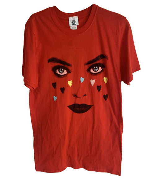 Harley Quinn Birds Of Prey Face Printed T-Shirt Red