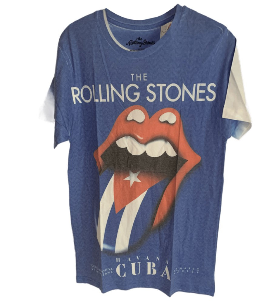 The Rolling Stones Havana Cuba Logo Men's T-Shirt - Blue/White