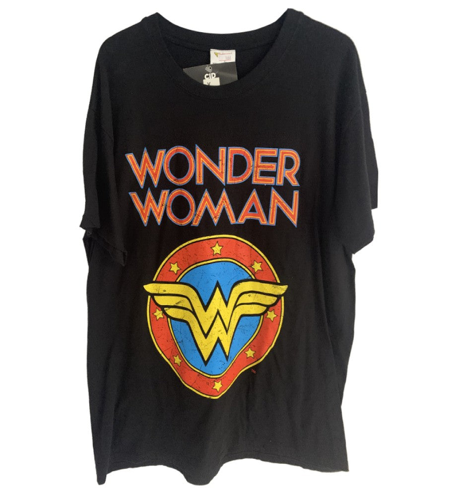 Wonder Woman - Vintage Logo Print T-Shirt - Black