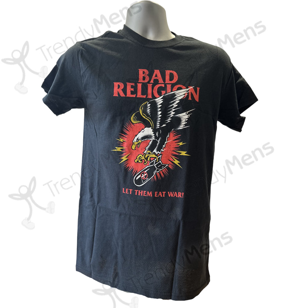 Bad Religion Bomber Eagle Let Them Eat War Logo Men's T-Shirt - Black