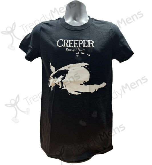 Creeper T-Shirt Poisoned Heart Both Side Print New Black